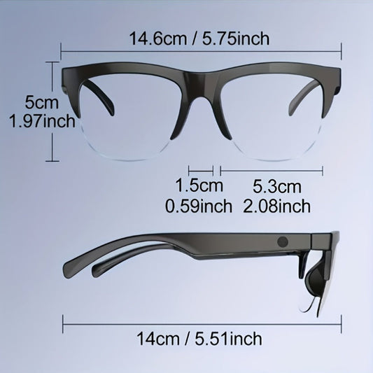 AI Translation Smart Glasses with Wireless Headphones Real-Time Multi-Language Translator Built-in Microphone Music Audio Glasses Rechargeable Sports Wearable Tech for Travel Business