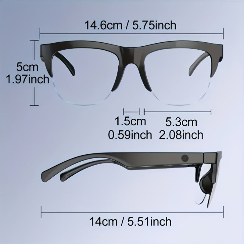 AI Translation Smart Glasses with Wireless Headphones Real-Time Multi-Language Translator Built-in Microphone Music Audio Glasses Rechargeable Sports Wearable Tech for Travel Business