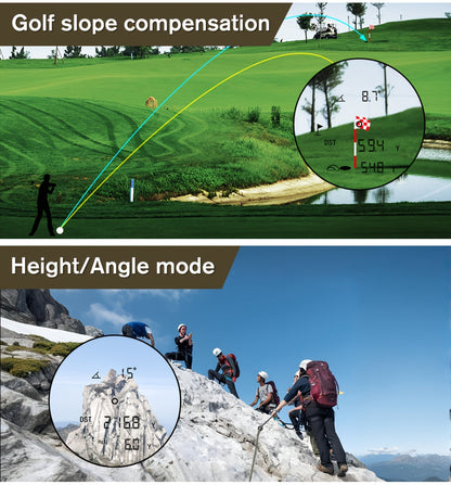 Laser Rangefinder 1200 Yards – 6X Magnification, Rechargeable, Slope Compensation, Flagpole Lock, Speed & Altitude Measurement, Golf & Hunting Camo Design