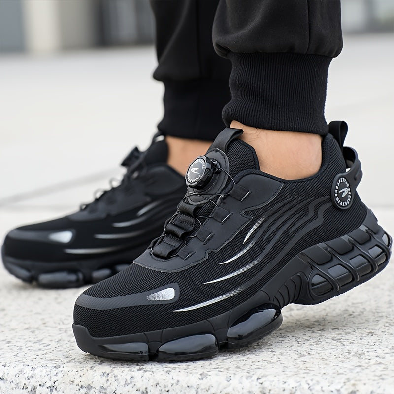 Steel Toe Work Shoes for Men Slip Resistant Safety Boots Breathable Composite Toe Sneakers Abrasion Resistant Construction Work Boots Black Dark Gray US 6-11