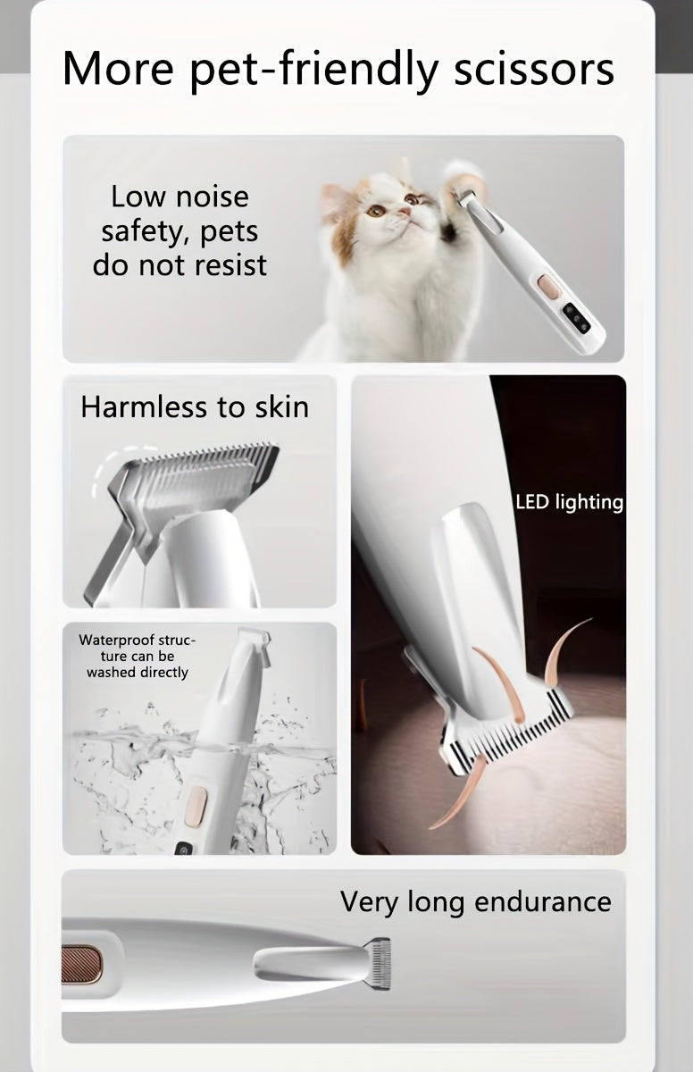 Professional Pet Grooming Clippers for Cats & Small Dogs – Low Noise USB Rechargeable & Battery Backup Hair Trimmer, Cordless Portable Pet Clipper for Home & Travel Grooming