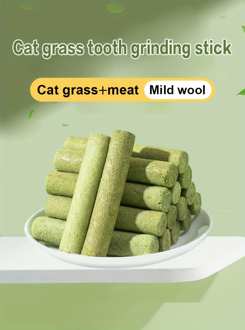 Cat Grass Sticks for Hairball Control – 3-in-1 Freeze-Dried Catnip Treats with Instant Granules & Hair Cream Tablets for Indoor Cats, Natural Hairball Remedy, 15 Count & 15-Pack Bundle