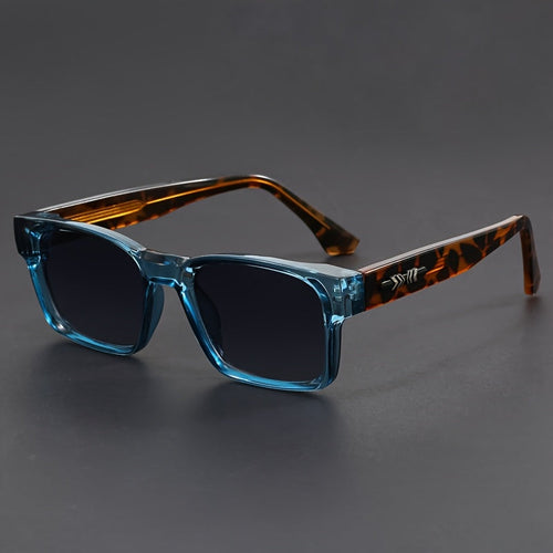 Chic Square Fashion Glasses with Black Frame & Leopard Print Accents, Durable TR90 Japanese-Inspired Thick Frame Eyewear, Versatile Everyday Style Accessory