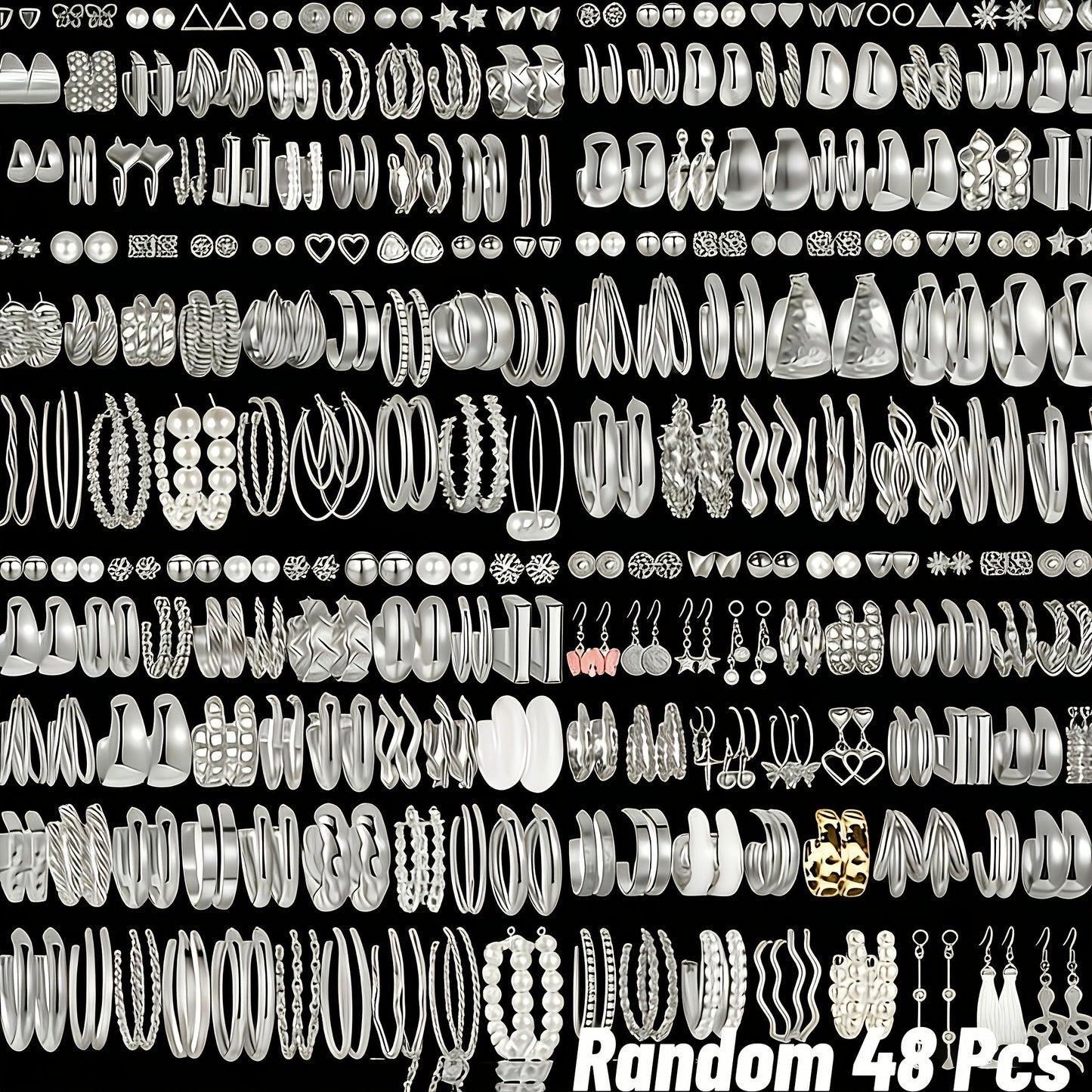 48 Pairs Minimalist Alloy Earrings Bulk Set for Women – Hypoallergenic Stainless Steel Studs Assorted Styles for Daily Wear, Holidays, Parties & Gifts