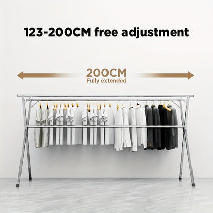 Clothes Drying Rack Stainless Steel 63" & 78.7" Retractable Foldable Heavy Duty Laundry Drying Rack, Collapsible Indoor Outdoor Clothesline with Adjustable Length for Balcony Bedroom Laundry Room