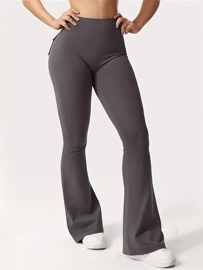 Women's High Waist Flare Pants 3-Pack – Butt Lifting Tummy Control Quick-Dry Cargo Style Leggings Tracksuit Casual Sports Full-Length Trousers Black Gray Green