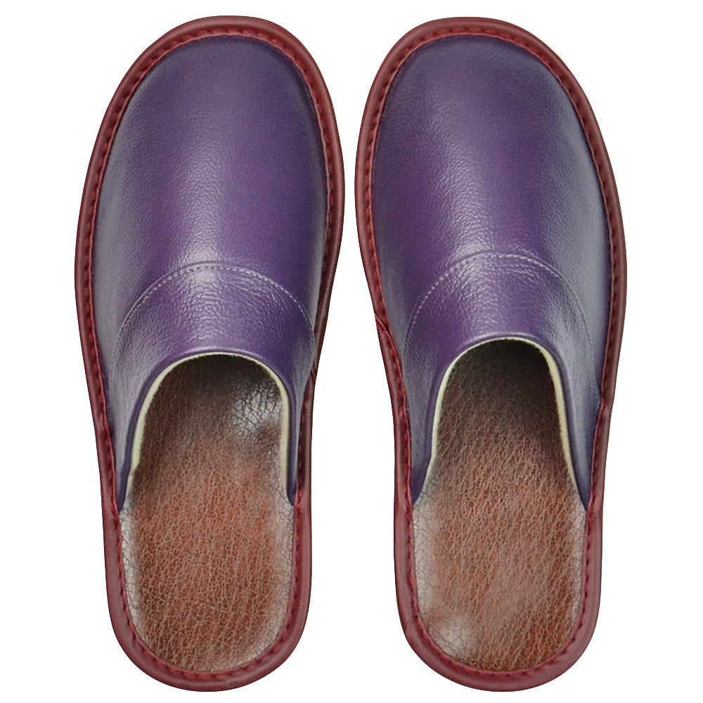 Wide Width Genuine Leather Slippers Indoor Non-Slip Oversized Slides for Men and Women All Seasons Casual House Shoes Black Grey Brown Navy Burgundy Red Purple Orange US 5.5-14