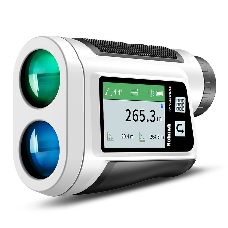 Nohawk 1000 Yard Laser Rangefinder with Side Color Display USB Rechargeable English Voice Broadcast Slope Compensation Vibration Alerts 9 Modes M Yard Ft for Golf Hunting Disc Golf Black White