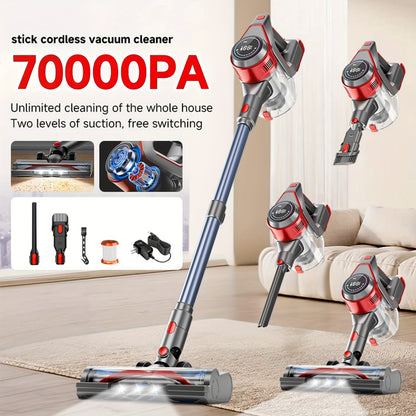 Cordless Stick Vacuum Cleaner 45-70KPA Powerful Suction, Anti-Tangle Brush 45-Min Runtime 50oz Dust Cup, Corded & Cordless Options, Rechargeable Lightweight Vacuum for Hardwood Floor Carpet Pet Hair Home