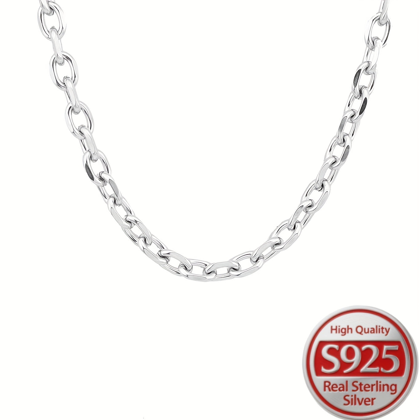 925 Sterling Silver Thick O-Ring Chain Necklace for Men and Women Hypoallergenic Elegant Unisex Statement Necklace Sizes 18 to 24 Inch Valentine Anniversary Birthday Gift for Girlfriend Boyfriend