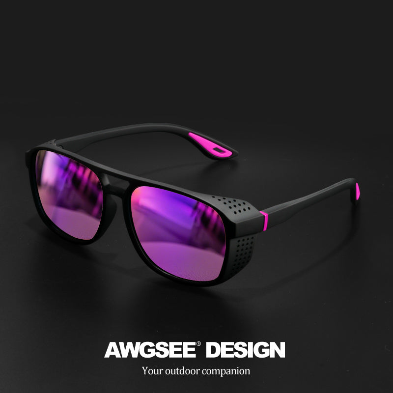 Polarized Steampunk Sports Sunglasses for Men & Women – UV400 HD Lens Cycling Running Fishing Driving Glasses, Durable Side Cutout Frame, Outdoor Athletic Eyewear