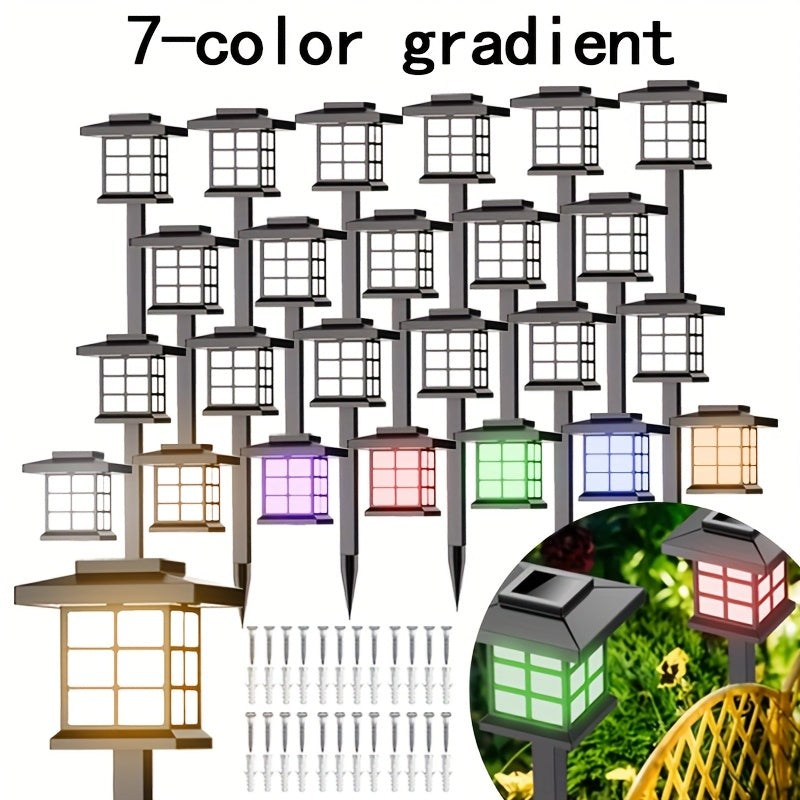 Solar Outdoor Garden Lights 6/12/24 Pack IP44 Waterproof | Warm White Colorful LED Landscape Pathway Lights for Yard Courtyard Patio Holiday Decoration – Auto On/Off