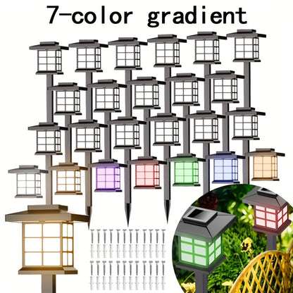 Solar Outdoor Garden Lights 6/12/24 Pack IP44 Waterproof | Warm White Colorful LED Landscape Pathway Lights for Yard Courtyard Patio Holiday Decoration – Auto On/Off