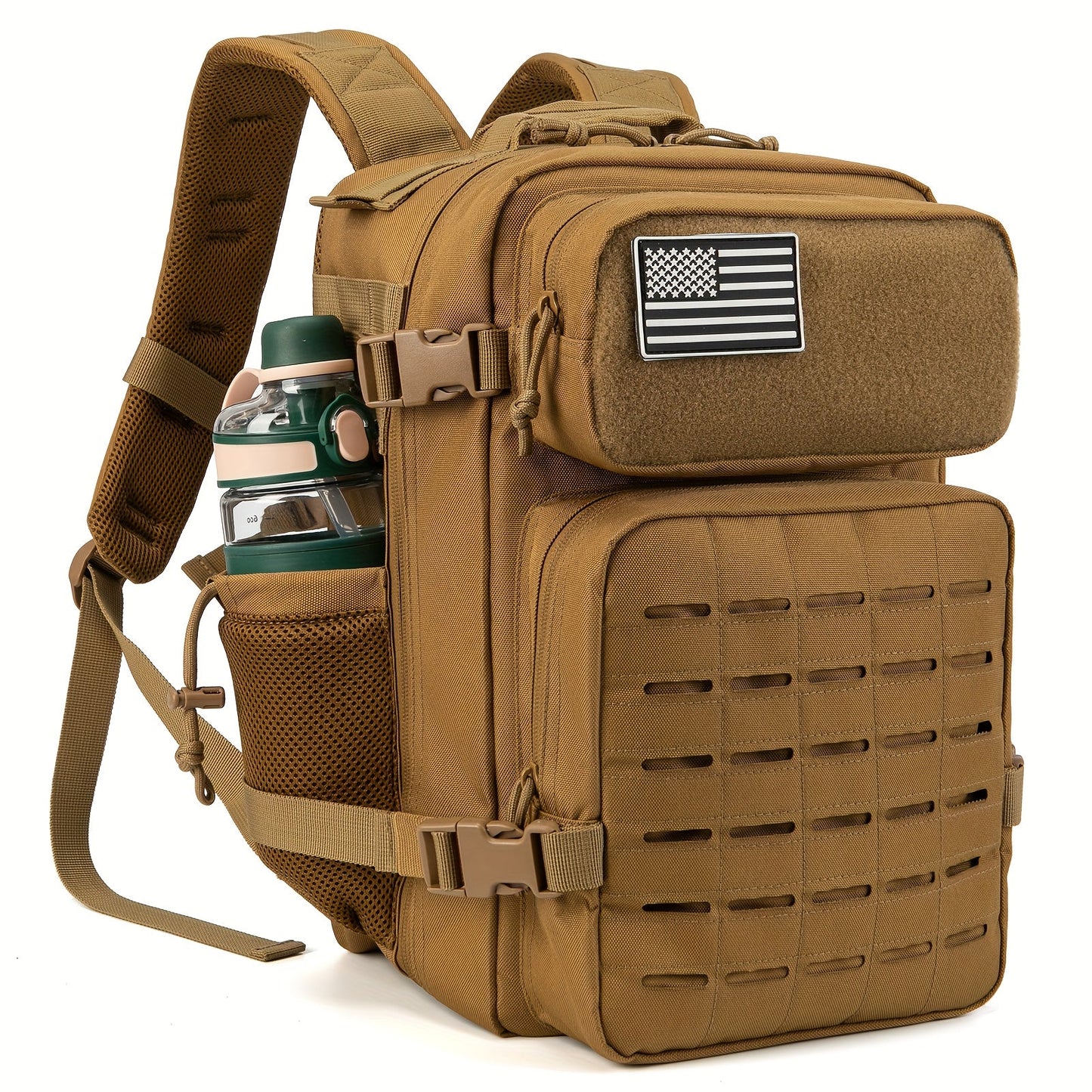 25L MOLLE Tactical Laptop Backpack for Men Women – Military Bug Out Bag Hiking Daypack with Dual Cup Holders, 9 Colors, Office & Outdoor Travel Pack