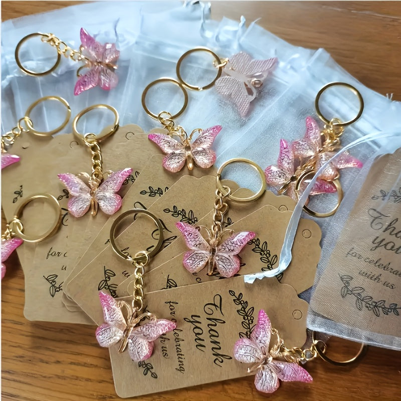 36pcs Gradient Color Butterfly Keychains Bulk Set – Elegant Butterfly Charms with Round Ring Clasp for Parties, Weddings & Birthdays – Decorative Gift Set & Party Favors