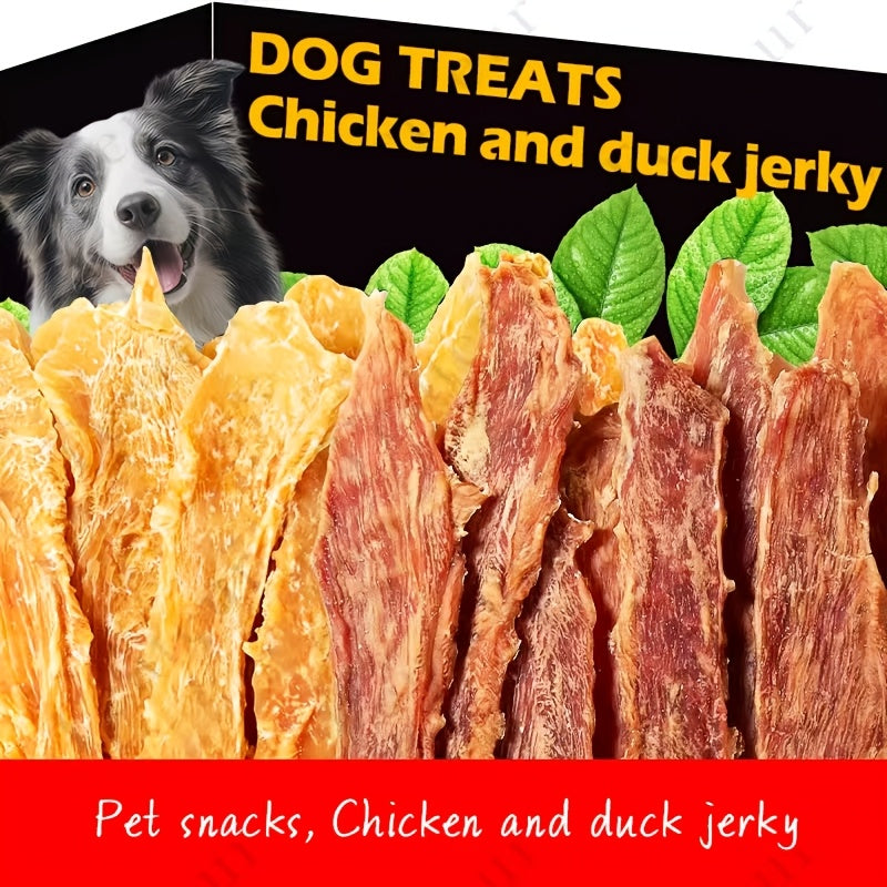 Chicken & Duck Jerky Pet Treats 105g – Grain-Free High Protein Healthy Snacks for Dogs & Cats, Chicken Breast Slices + Duck Jerky Combo, Dental Chews & Training Rewards for Puppies Kittens Adults