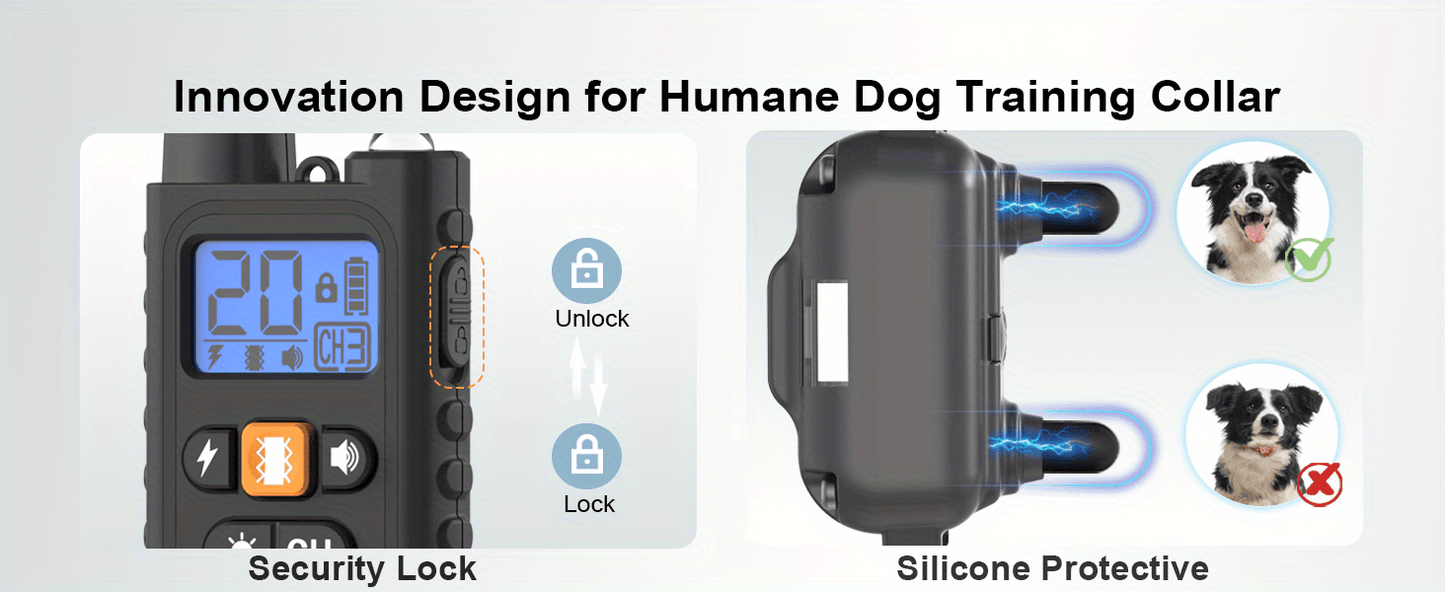 Dog Training Collar with Remote 3300ft Range – Rechargeable E-Collar for 5-120 Lb Dogs, 3 Training Modes Beep Vibration & Safe Shock, Waterproof Dog Shock Collar for Small Medium Large Breeds