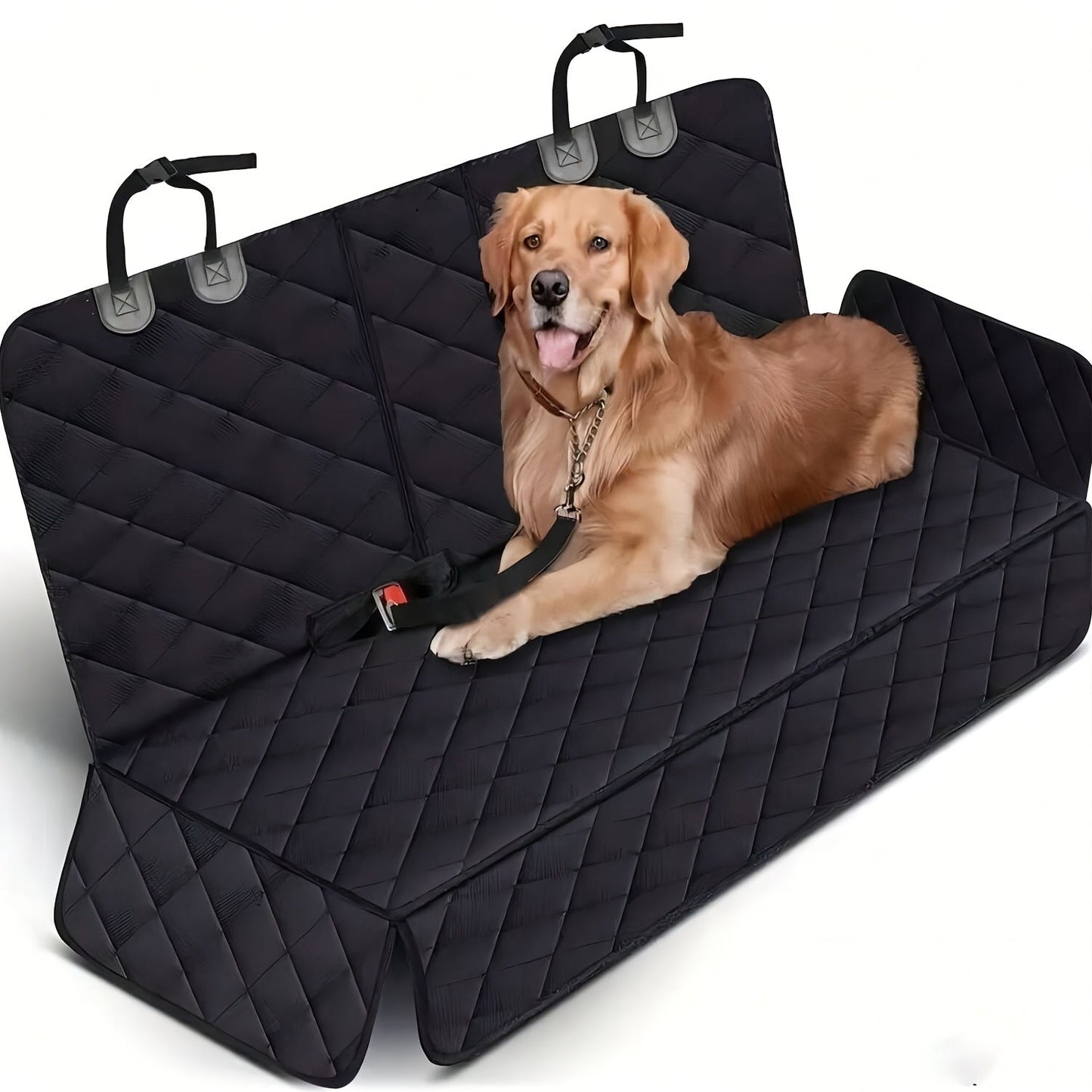 Dog Car Seat Cover for Back Seat – Waterproof Anti-Slip Anti-Scratch, Washable Pet Car Seat Protector with Armrest Compatible, Fits Most Cars SUVs Trucks, Black & Skull Flower