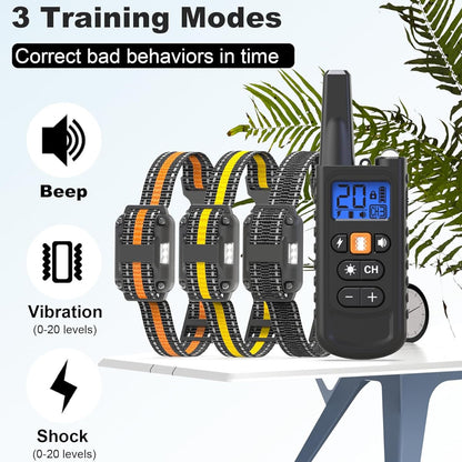 Dog Training Collar with Remote 3300ft Range – Rechargeable E-Collar for 5-120 Lb Dogs, 3 Training Modes Beep Vibration & Safe Shock, Waterproof Dog Shock Collar for Small Medium Large Breeds