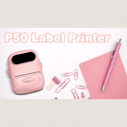 Wireless Thermal Label Maker – No Ink Required, Multiple Templates, Bluetooth Label Printer for Storage Organization Home Office School Supplies, Pink White Blue