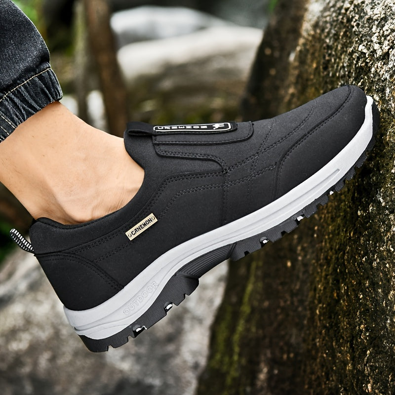 Men's Low-Top Letter Print Casual Sneakers Slip-On Athletic Shoes with Cushioned Insole – Comfortable Round Toe for Gym, Office & Daily Wear, Sizes US 6–11