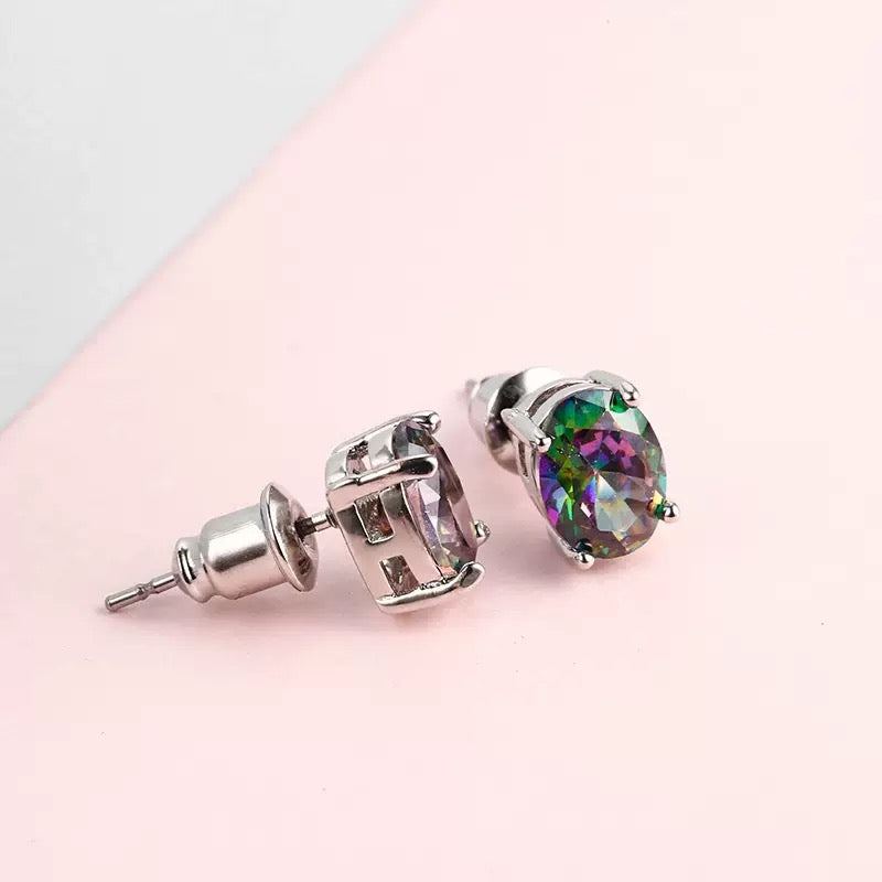 Black Opal Earrings S925 Sterling Silver Genuine Black Opal Inlay October Birthstone Stud Earrings for Women - Elegant Daily Vacation Jewelry Birthday Christmas Gift for Her