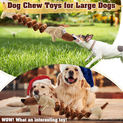 Large Squeaky Crinkle Dog Toy – Extendable 15.7" to 19.7" Plush Pull & Tug Bite Toy with Crinkled Paper Filling for Small Medium Large Dogs, Interactive Fetch & Chew Toy, No Battery Needed
