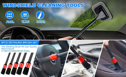 Car Wash Detailing Kit 19 or 41 Piece Handheld Vacuum Collapsible Bucket Tire Brush Windshield Tool Snow Shovel Cleaning Gel Complete Car Care Set Yellow Pink