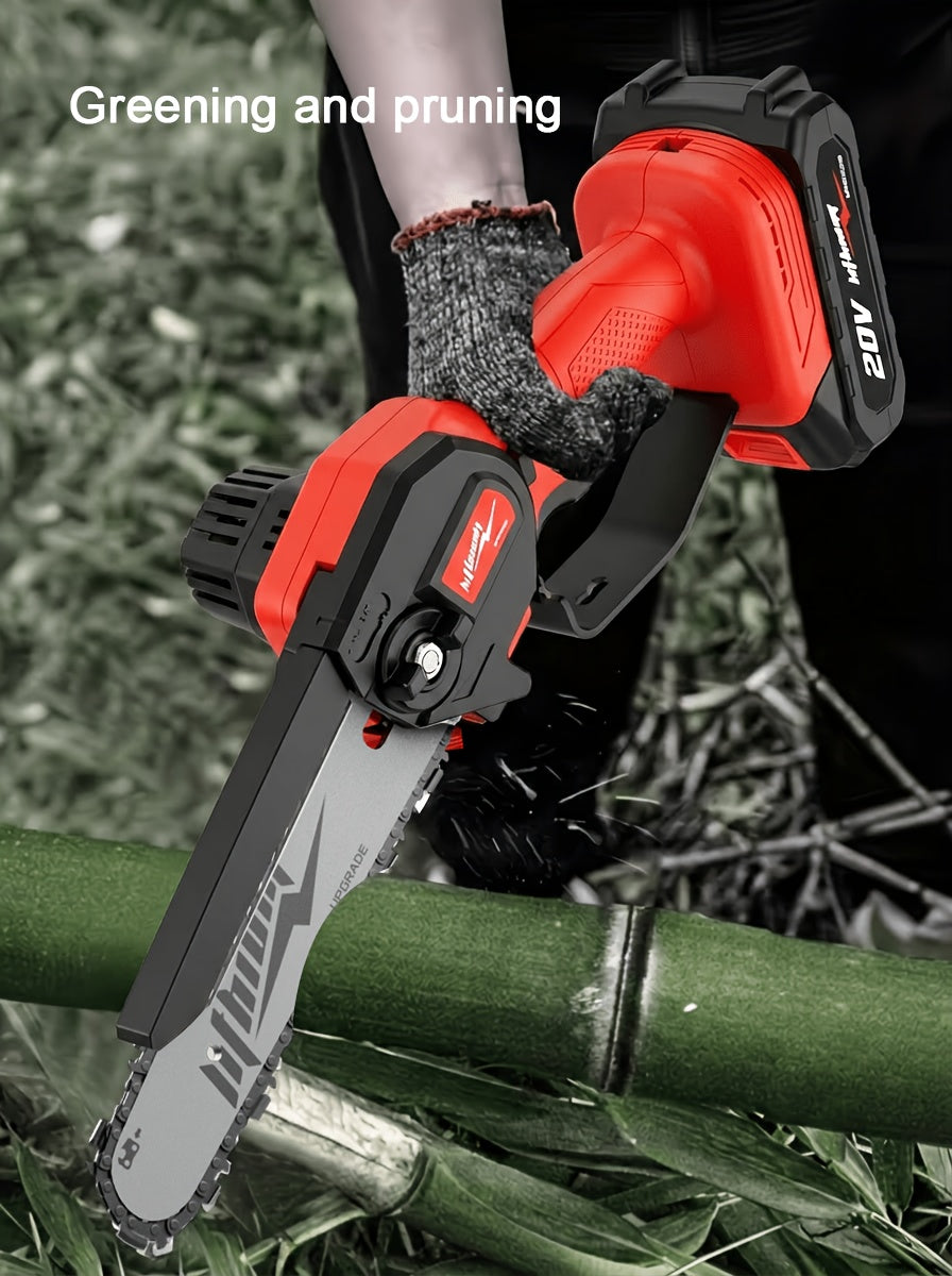 Mini Chainsaw Cordless 6 Inch Battery Powered Electric Chainsaw with Safety Guard Adjustable Chain Ergonomic Grip for Tree Trimming Branch Cutting Yard Work - Gift for DIY Home Garden Outdoor