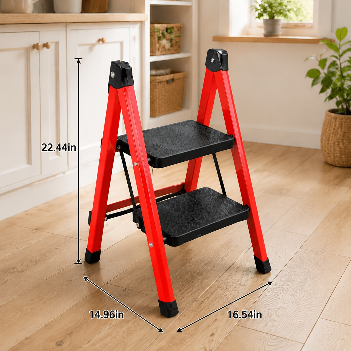 Heavy Duty Folding Step Ladder 500 Lbs Capacity - 2/3/4/5 Step Portable Non-Slip Ladder, Lightweight Durable Plastic, Foldable Step Stool for Home, Kitchen, Office & Industrial Use