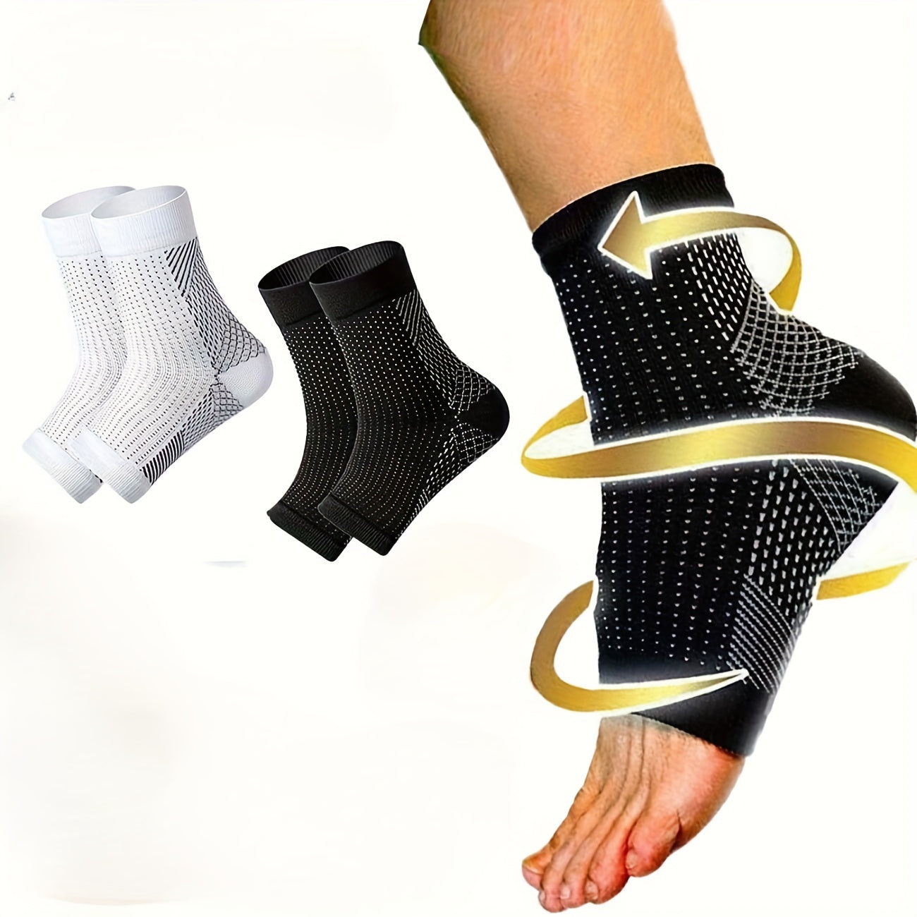 3 Pairs Open Toe Compression Socks for Men & Women Ankle Heel Brace Breathable Athletic Socks for Running Hiking Cycling Everyday Wear S-XL