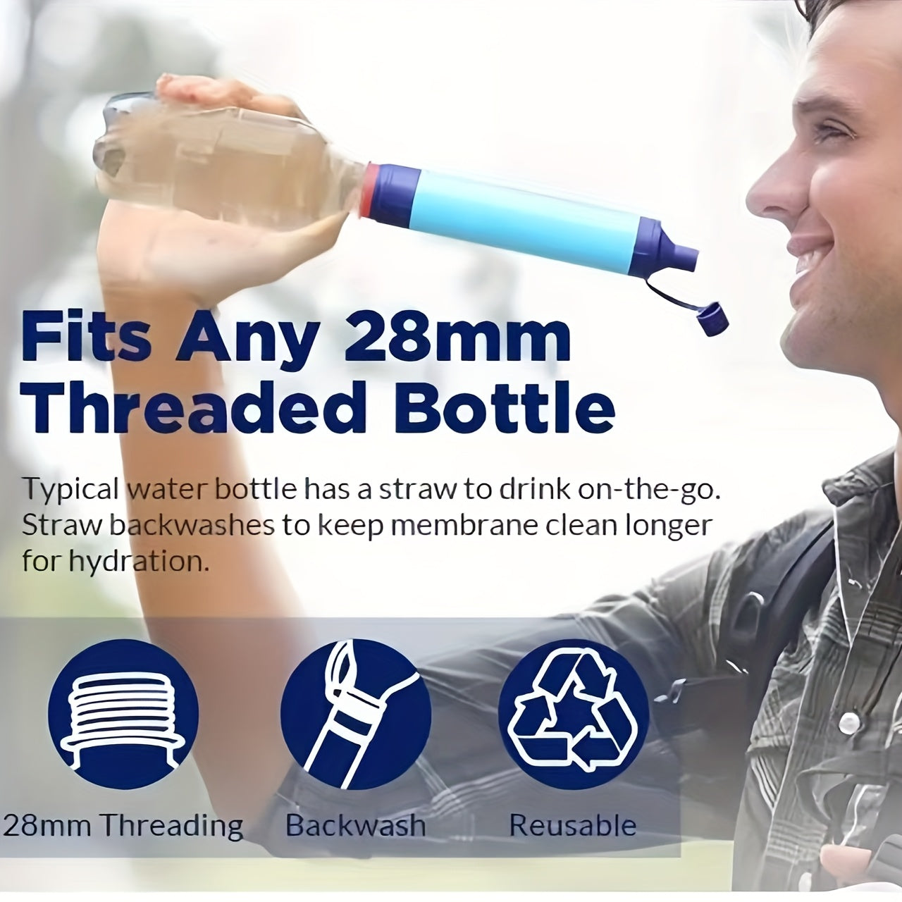 Portable Water Filter Purifier Straw Survival Kit – Durable ABS Filtration Straw with Lanyard & Extension Tube for Camping, Hiking, Backpacking, Travel, Wilderness & Emergency Preparedness – 1/2/4/6 Pack