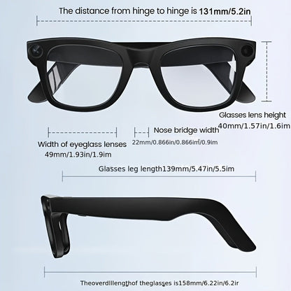AI Smart Glasses with 8MP HD Camera Touch Control ChatGPT Real-Time Translation Wireless Calling Blue Light Protection Noise Reduction Dual Mics Photochromic Lens for Cycling Driving Travel Office
