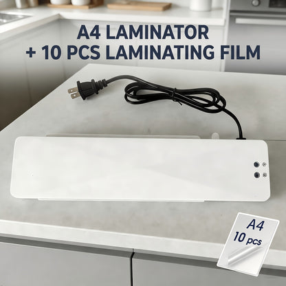 A4 Thermal Laminator Machine 9 Inch Wide - 4 in 1 Hot & Cold Laminating with 10 Pouches Included, Fast Warm-Up, Bubble-Free for Office, School, Home & Business Use