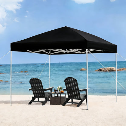 10x10 Pop Up Canopy Tent UPF 50+ Heavy Duty Steel Frame 3 Height Settings Waterproof Instant Canopy with Carry Bag for Backyard Patio Beach Camping Party Market Space Gray Black Blue Red Dark Gray Forest Green