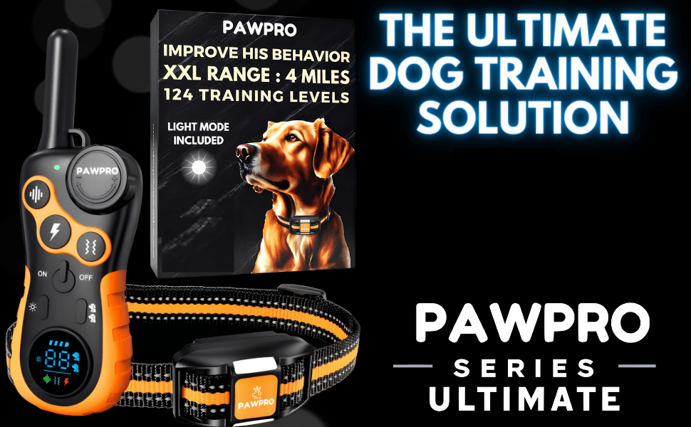 Dog Training Collar with Remote 4-Mile Range – 124 Adjustable Levels 4 Modes Beep Vibration Shock Night-Light Rechargeable E-Collar for Dogs 5–135 lbs with Training Guide
