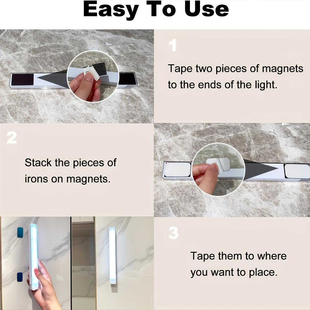 6pcs Smart LED Motion Sensor Cabinet Light – USB-C Rechargeable, 3 Adjustable Modes, Magnetic Mount, Wireless Night Light for Kitchen, Closet, Bedroom, Stairs, Hallway & Bathroom