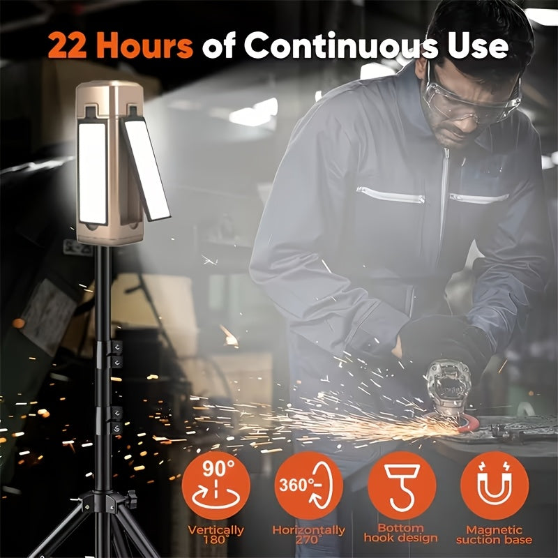 Extendable Magnetic LED Work Light Rechargeable – 7 Lighting Modes, 360° Adjustable Foldable Inspection Light for Auto Repair, Machinery, Camping, Hiking, Fishing & Emergencies