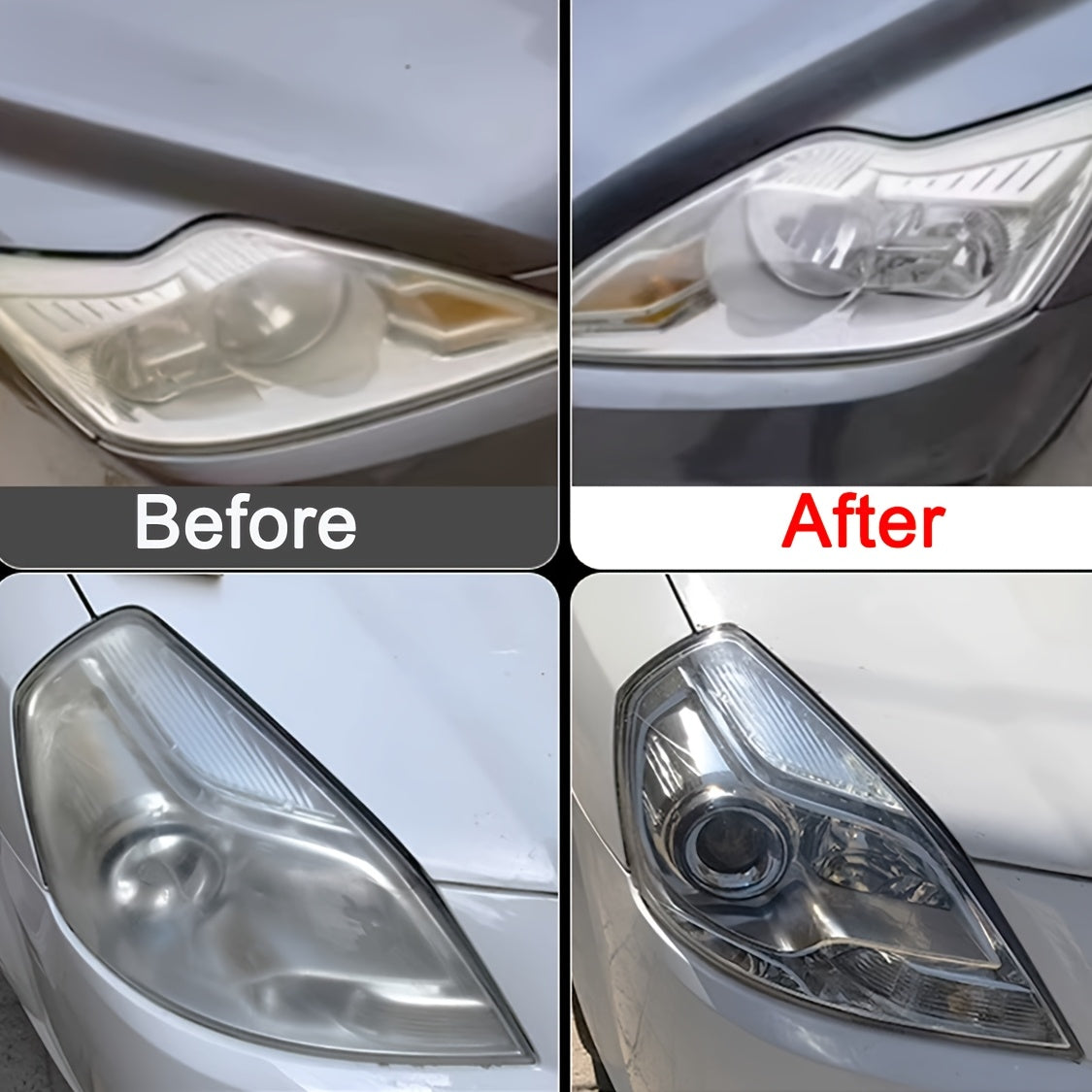 Headlight Restoration Kit 8.5oz - Car Headlight Cleaner Fluid Removes Oxidation, Yellowing & Haze, Crystal Coating Refurbishment Agent for Plastic Lens Covers, Restores Clarity on 6-10 Headlights