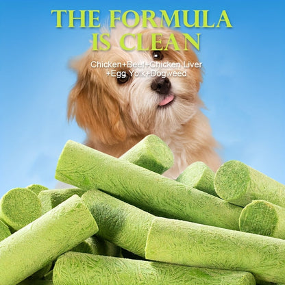 15pcs Dog Grass Stick Chews – Natural Teeth Cleaning Chewable Treats, Breath Freshener, High Fiber Digestive Health Snack Made with Grass & Meat – Healthy Dog Treat for All Breeds