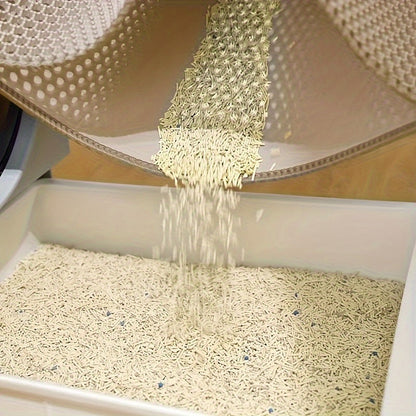 Honeycomb Double-Layer Cat Litter Mat 24x36 Inch – Urine-Proof Waterproof Scatter Trapping Washable Litter Box Mat for Indoor Cats, Reduces Mess & Easy to Clean, Black Dark Gray Light Gray
