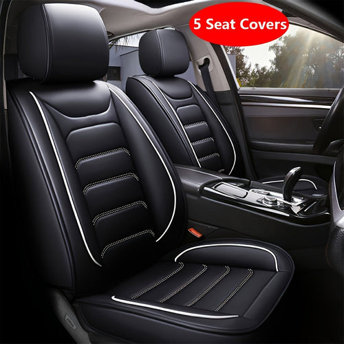 Faux Leather Car Seat Covers 5-Seat Full Set – Waterproof 360° All-Weather Protection, Soft Foam Padding, Non-Slip Grip, Universal Fit for Cars Trucks Sedans SUVs, 6 Colors Available
