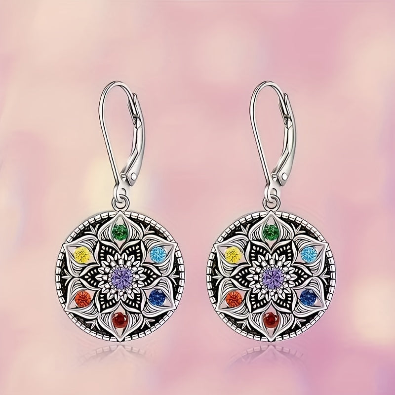 925 Sterling Silver Lotus Chakra Earrings for Women – 7 Chakra Yoga Flower of Life Pendant, Hypoallergenic Spiritual Jewelry, Perfect Gift for Birthday, Valentine's Day, Christmas & Mother's Day