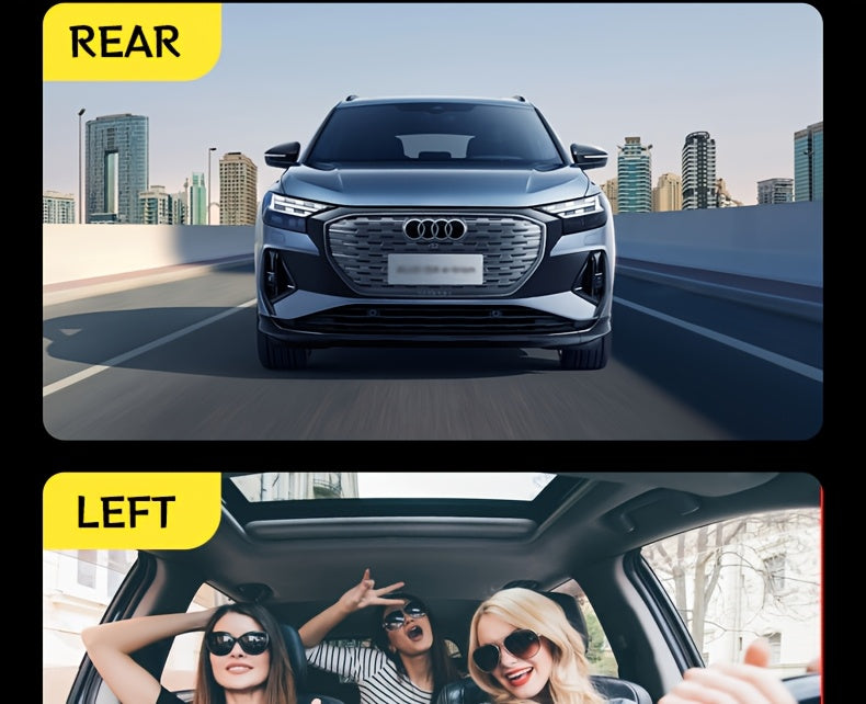 PODOFO 4-Channel Dash Cam 1080P Front Rear Left Right - 3.16" IPS Screen, Night Vision, Loop Recording, 24-Hour Parking Monitor with G-Sensor & Motion Detection, Optional 64GB Card, Vehicle Security Camera