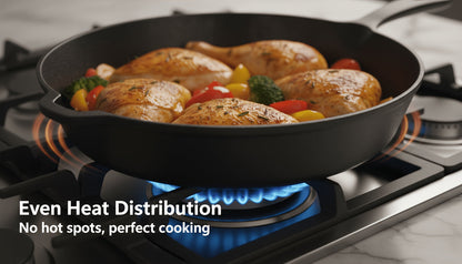 Cast Iron Cookware Set 6-Piece Non-Stick Skillet Dutch Oven Grill Pan Kit for Induction Gas Campfire BBQ Outdoor Cooking Kitchen