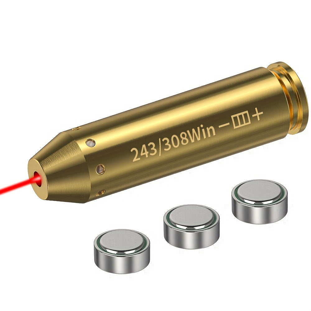 Laser Bore Sight Multi-Caliber Kit for 9mm 45ACP 223REM 308WIN 380ACP 38SPL 12GA – High-Precision Red Laser Boresighter for Rifles & Pistols, Easy Install, Includes 2 Battery Sets