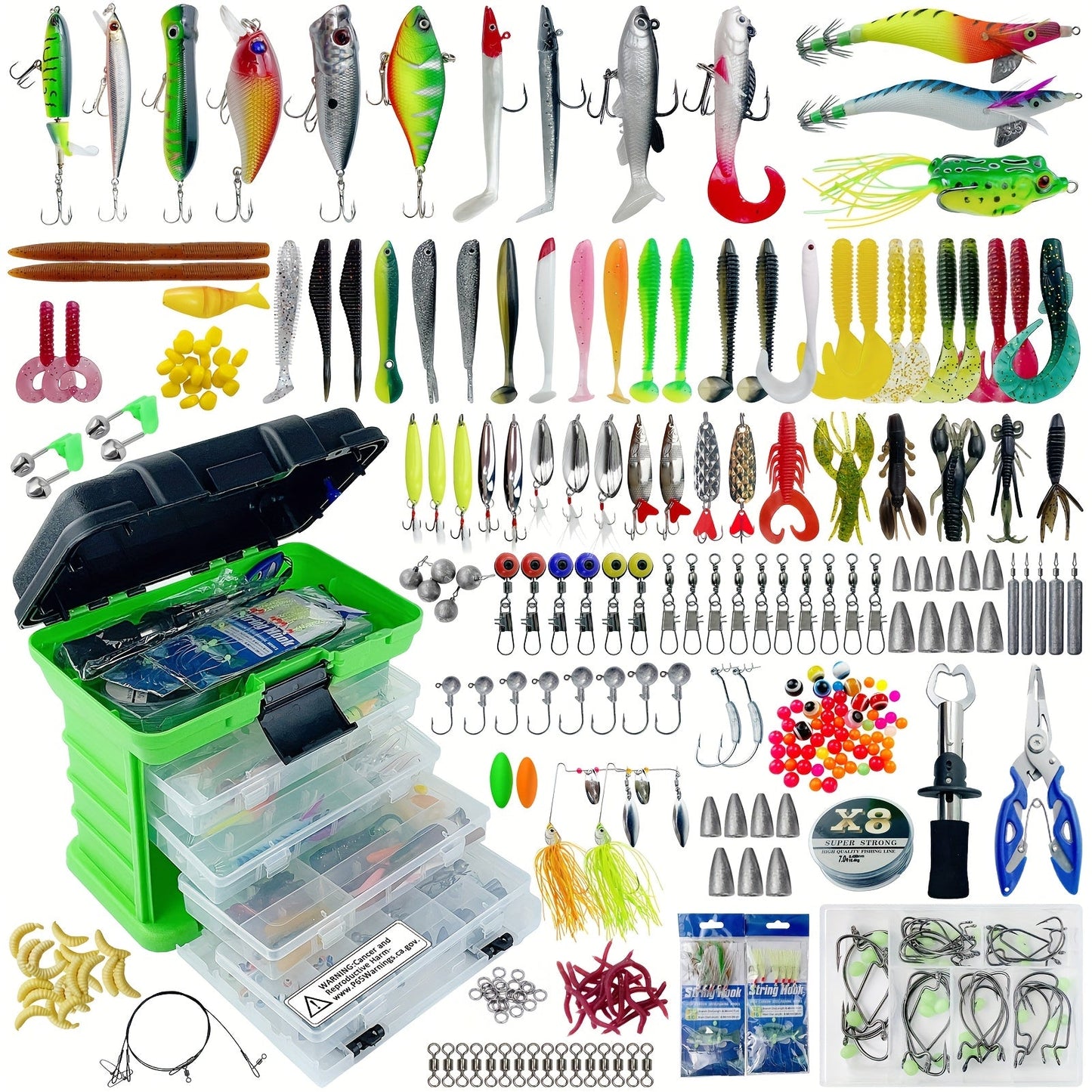 346pcs Fishing Lures Kit with Tackle Box – Crankbaits, Minnow, Spinnerbaits, Soft Baits, Jigs, Hooks, Weights & Sinkers for Freshwater Saltwater Fishing, Complete Tackle Set Gift for Men
