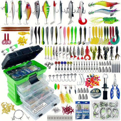 346pcs Fishing Lures Kit with Tackle Box – Crankbaits, Minnow, Spinnerbaits, Soft Baits, Jigs, Hooks, Weights & Sinkers for Freshwater Saltwater Fishing, Complete Tackle Set Gift for Men