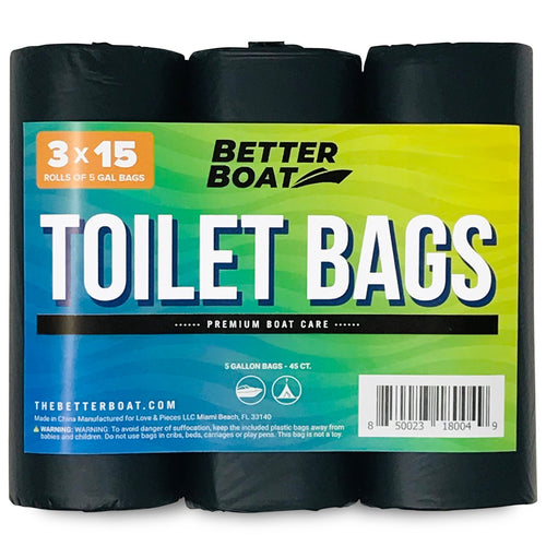45-Count Portable Toilet Bags for Camping – 8 Gallon Compostable Leak-Proof Waste Bags for 5 Gallon Bucket Toilet Seat, Outdoor Boating Car Travel, Human Waste Disposal Bags, 3 Rolls