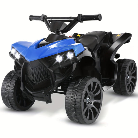 Kids Electric Quad ATV Ride-On Car with Headlights Pedal Accelerator All-Terrain Anti-Slip Tires 55 lbs Capacity 1.86 MPH Ride On Toy for Boys Girls Ages 3-6 Birthday Christmas Gift Blue Black Pink Red
